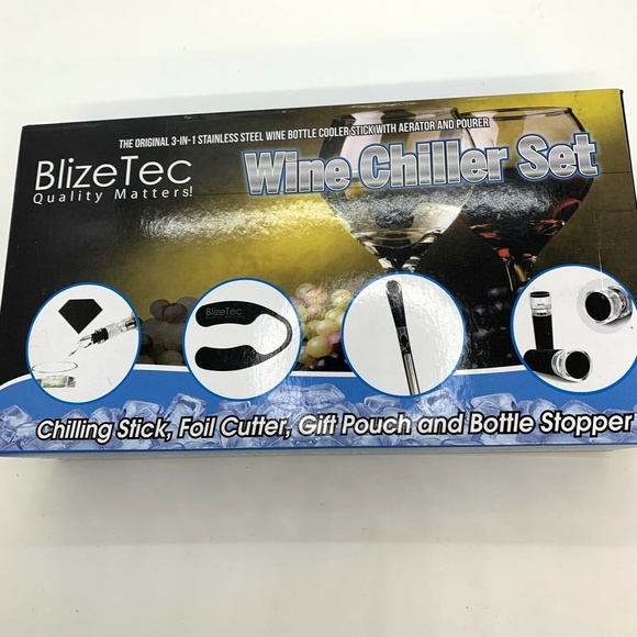 Wine Chiller 3 in 1 Set Stick ~ Foil Cutter Bottle Stopper Gift NEW - Picture 5 of 6